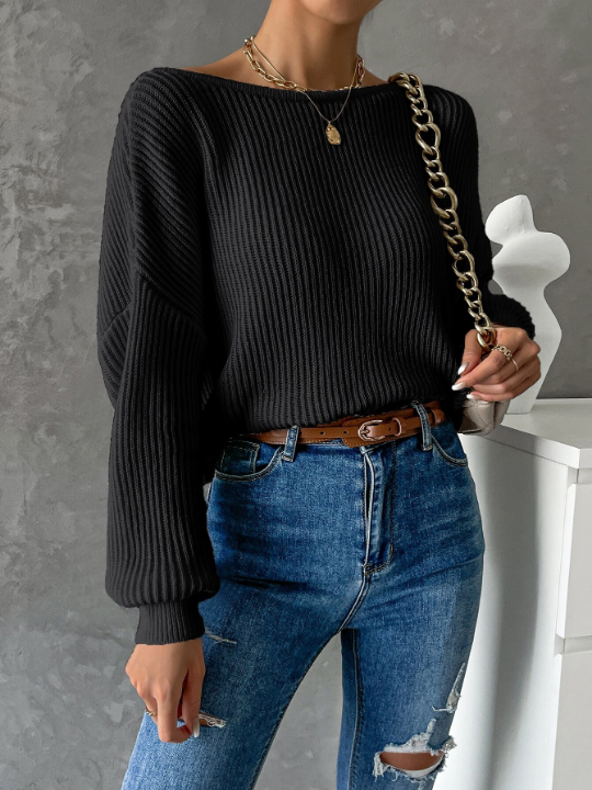 Priv Twist Back Drop Shoulder Sweater