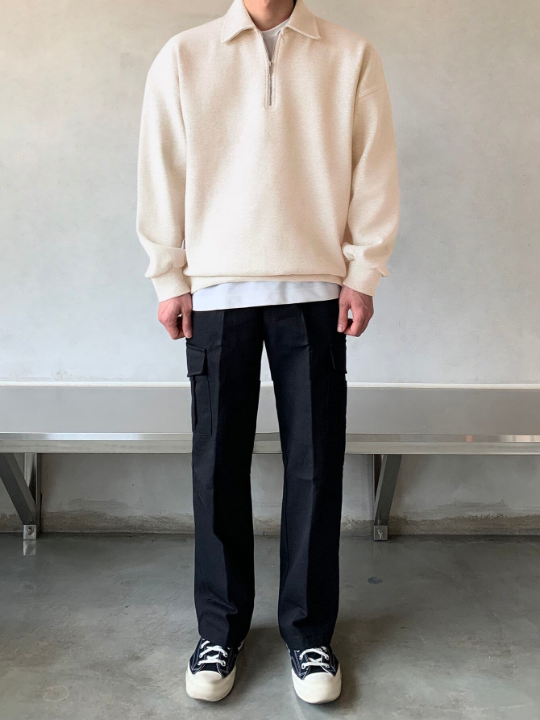 DAZY Men Quarter Zipper Drop Shoulder Pullover Without Tee