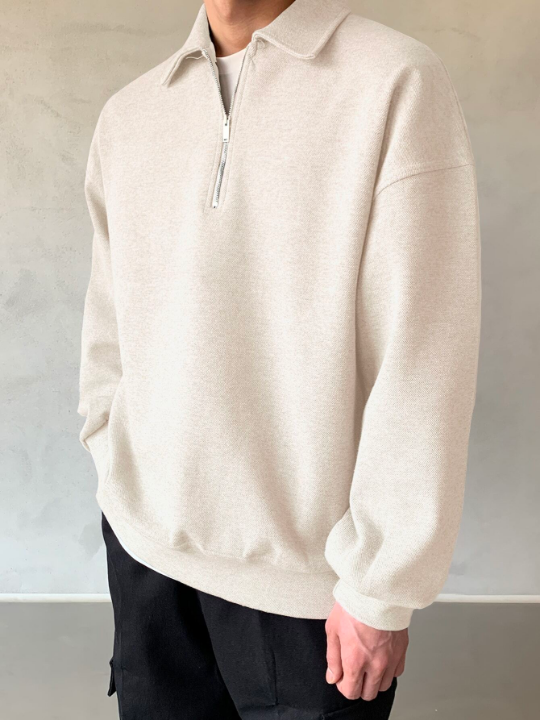 DAZY Men Quarter Zipper Drop Shoulder Pullover Without Tee