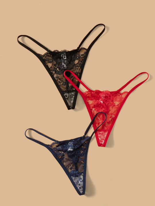 Classic Sexy 3pack Floral Lace Thong