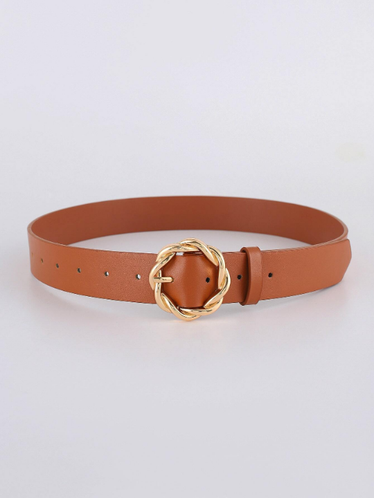 Twist Detail Round Buckle Belt