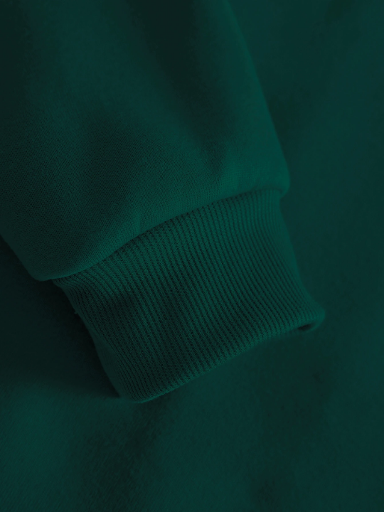 Men Solid Drawstring Pocket Detail Thermal Lined Sweatshirt