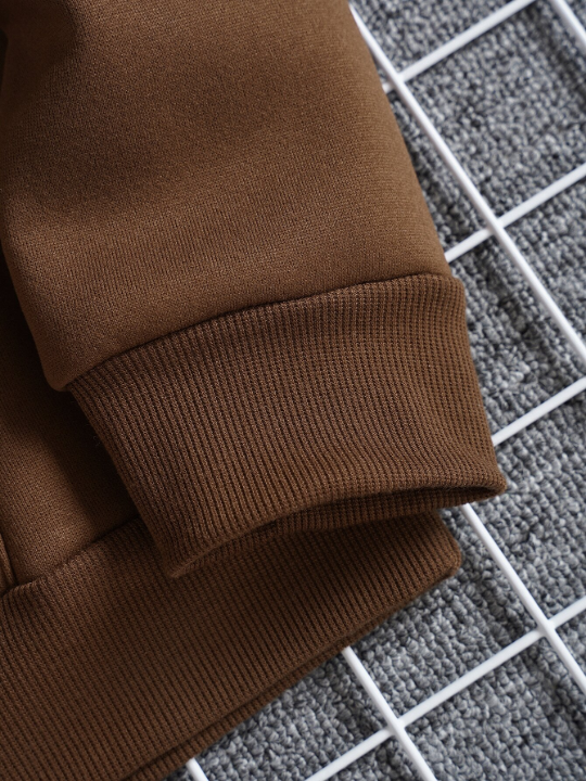 Men Kangaroo Pocket Drawstring Thermal Hoodie