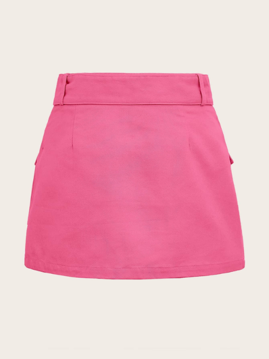 EZwear Grunge Black Flap Pocket Buckle Belted Cargo Skirt
