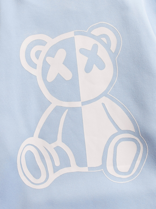 Manfinity Hypemode Men Bear Print Drawstring Thermal Lined Hoodie