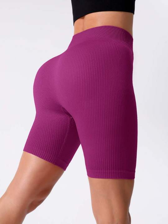 Yoga Basic Rib-knit Tummy Control Sports Biker Shorts spandex shorts