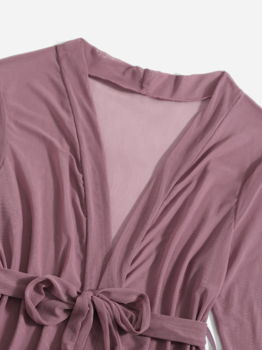 Classic Sexy 3pack Floral Lace Slips With Belted Robe