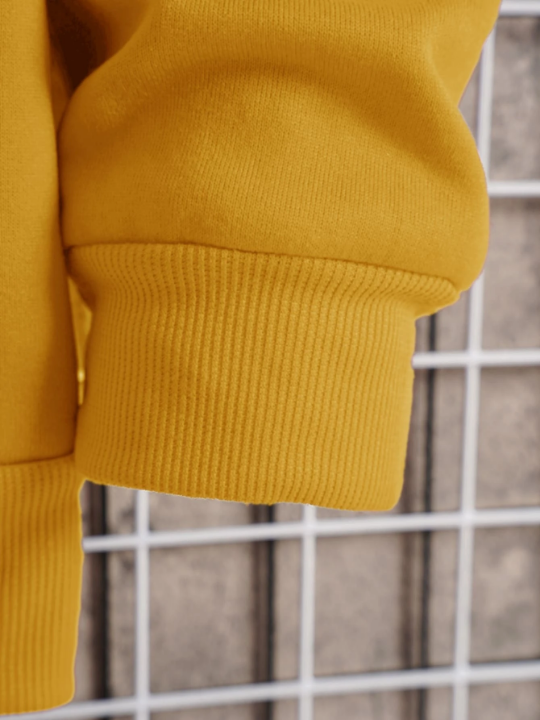 Men Zip Up Drawstring Thermal Hoodie