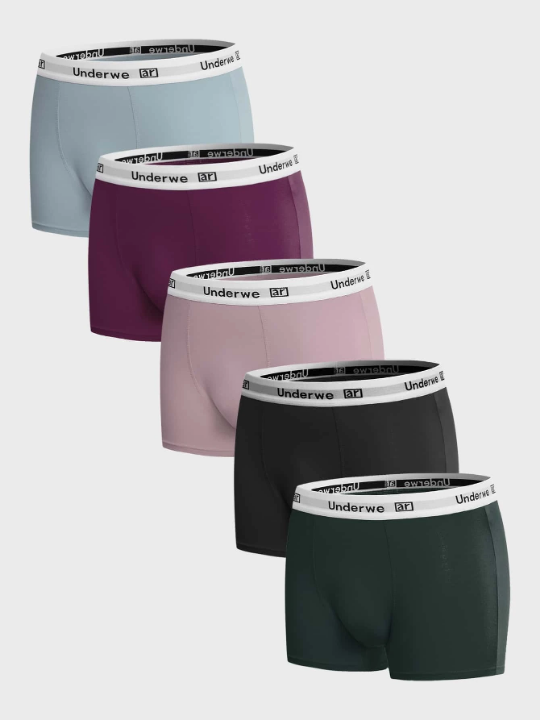 Men 5pcs Letter Graphic Boxer Brief