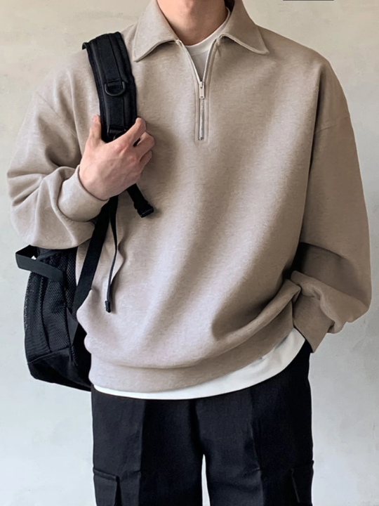 DAZY Men Quarter Zipper Drop Shoulder Pullover
