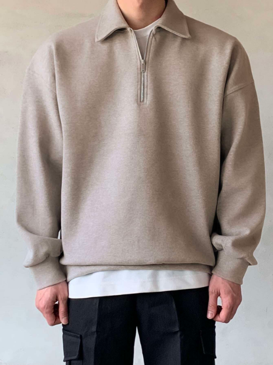 DAZY Men Quarter Zipper Drop Shoulder Pullover