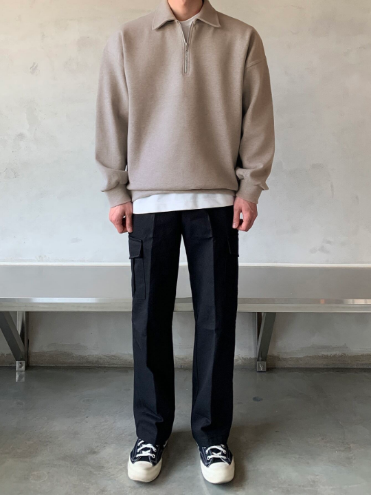 DAZY Men Quarter Zipper Drop Shoulder Pullover