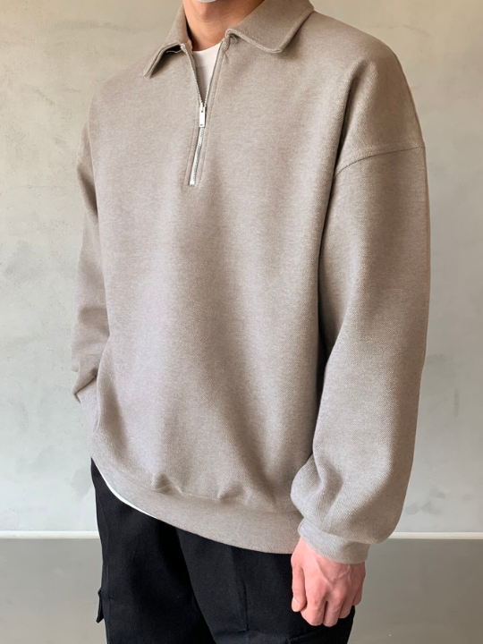 DAZY Men Quarter Zipper Drop Shoulder Pullover