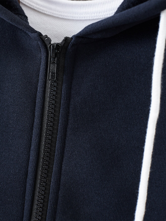 Manfinity Hypemode Men Zip Up Drawstring Thermal Lined Hoodie Without Tee