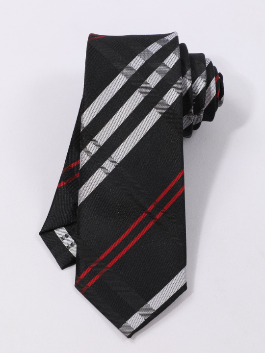 1pc Men's Fashion Diagonal Striped Knotted Tie Suitable For Business Banquets