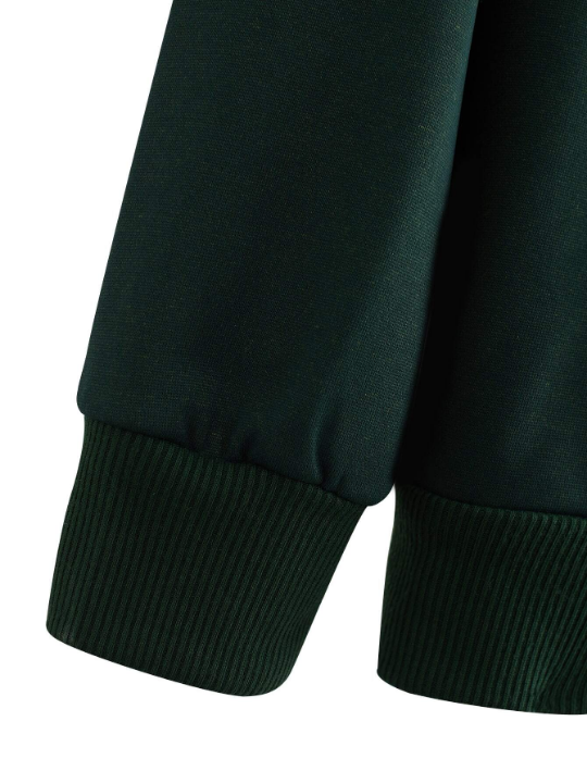 Manfinity Homme Men Deer Embroidery Quarter Zipper Drawstring Hoodie