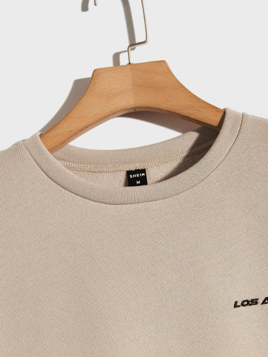 Manfinity Unisex Men Letter Graphic Thermal Loose Sweatshirt