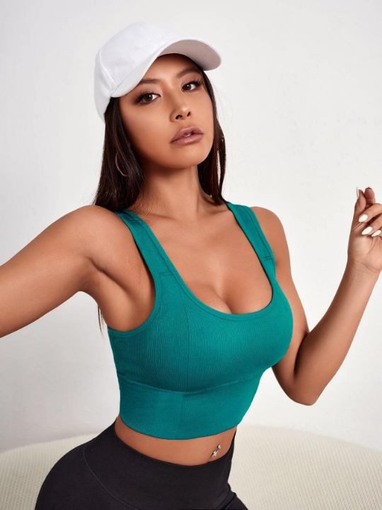 Yoga Basic Medium Support Rib Knit Sports Bra