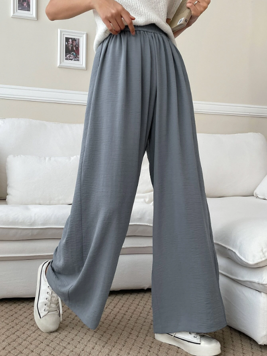 DAZY Solid Elastic Waist Wide Leg Pants