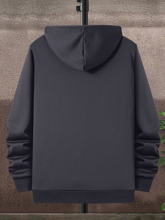 Manfinity Homme Men Deer Embroidery Quarter Zipper Drawstring Hoodie