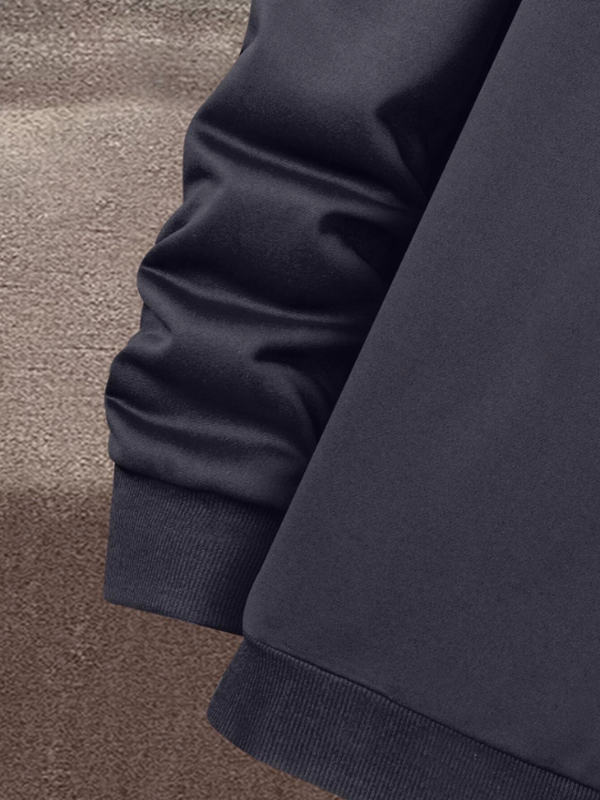 Manfinity Homme Men Deer Embroidery Quarter Zipper Drawstring Hoodie