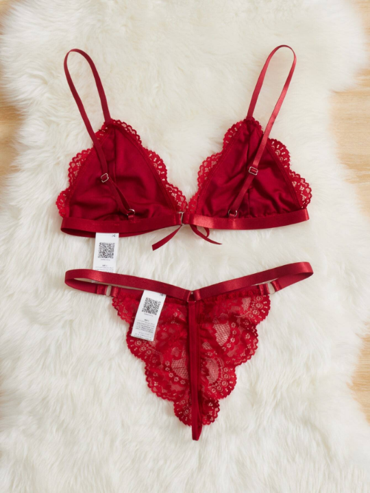 Classic Sexy Lace Scallop Trim Lingerie Set