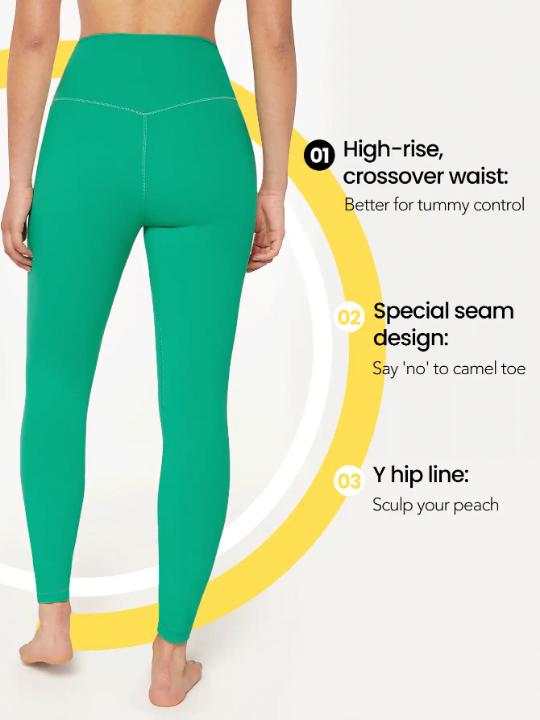 GLOWMODE 24" FeatherFit Crossover Yoga Leggings Buttery Soft High Stretch Crossover Waist Sports Tights