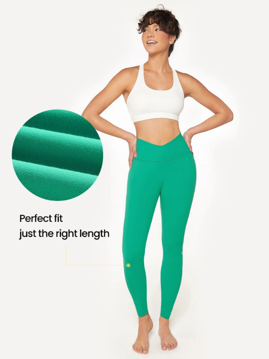 GLOWMODE 24" FeatherFit Crossover Yoga Leggings Buttery Soft High Stretch Crossover Waist Sports Tights