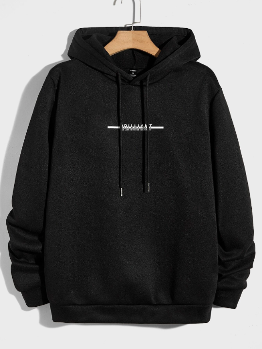 Manfinity Hypemode Men Slogan Graphic Drawstring Hoodie