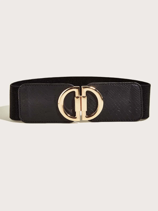 Snakeskin Embossed Symmetrical Buckle Belt