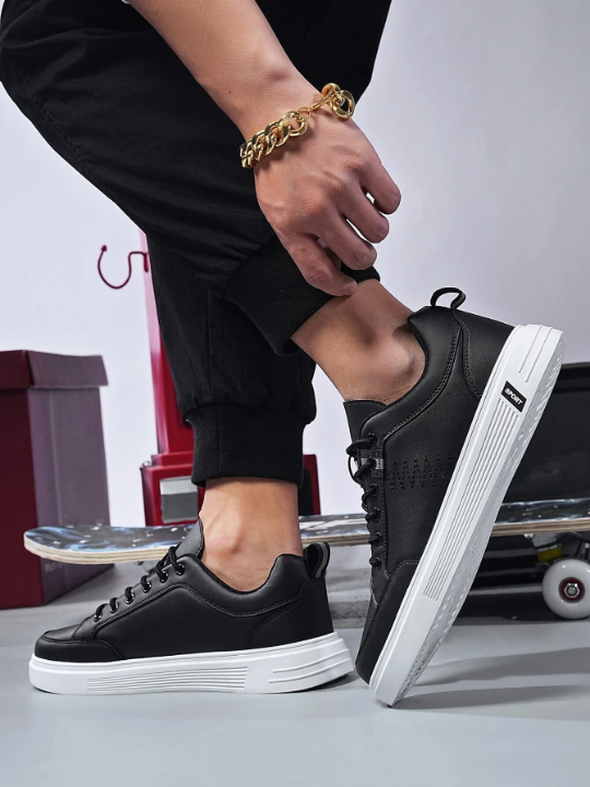 Men's New Fashionable, Comfortable And Breathable Casual Shoes, Round Toe Lace-up Low-top Sport Shoes For Outdoor Activities