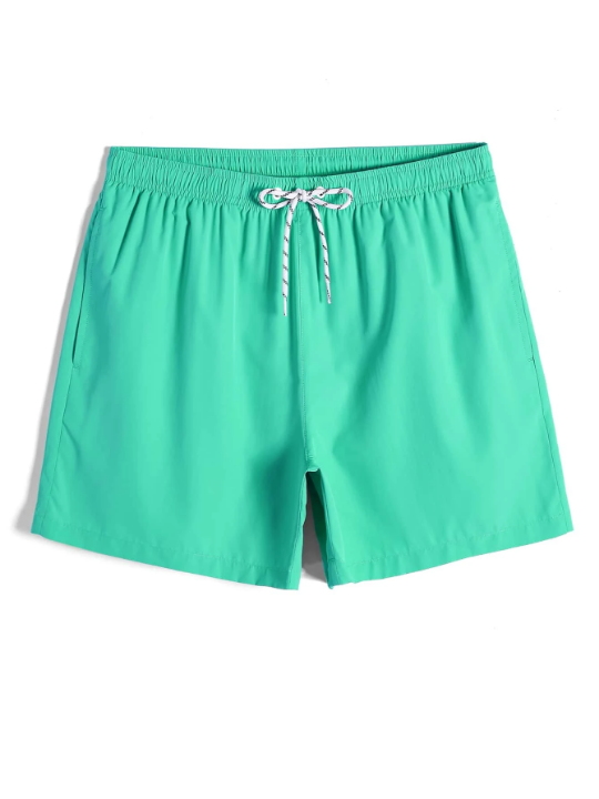 Manfinity Swimmode Men Solid Drawstring Waist Swim Trunks