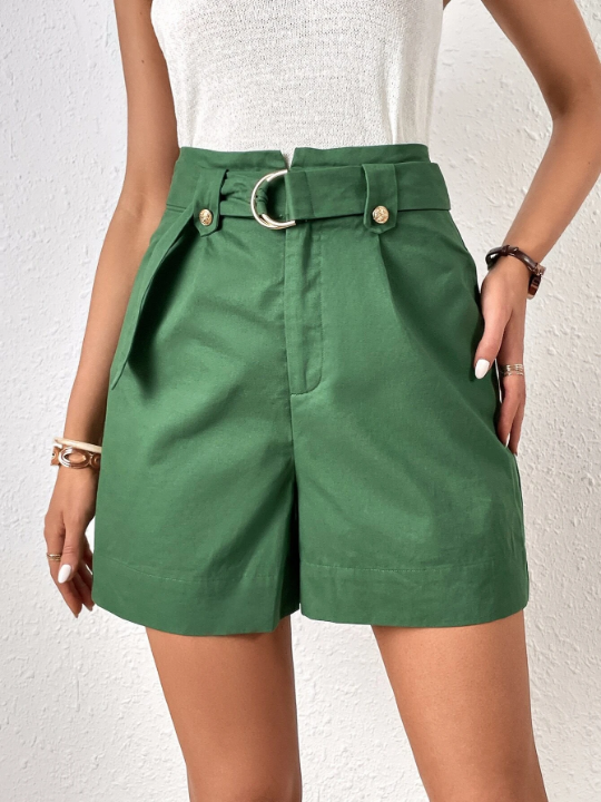 Frenchy High Waist Belted Wide Leg Shorts