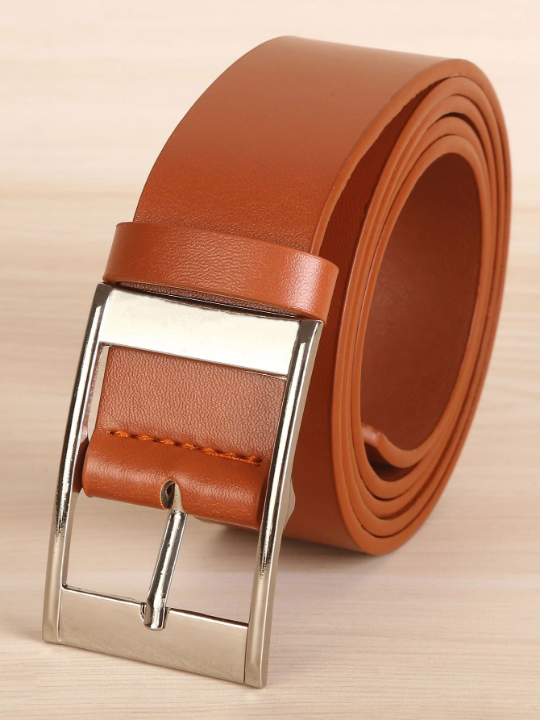 1pc Men Solid Square Buckle Fashion Belt