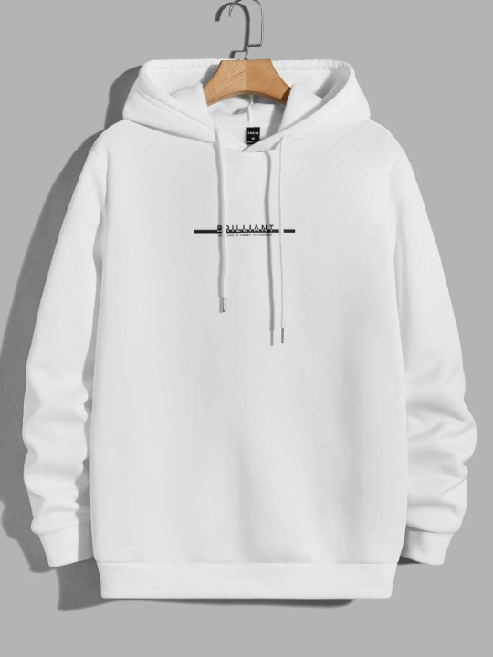 Manfinity Hypemode Men Letter Graphic Drawstring Hoodie