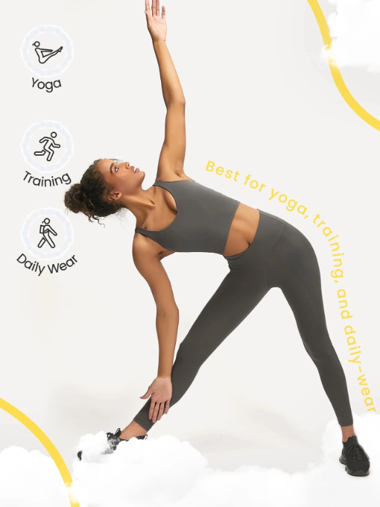 GLOWMODE 24" FeatherFit Crossover Yoga Leggings Buttery Soft High Stretch Crossover Waist Sports Tights