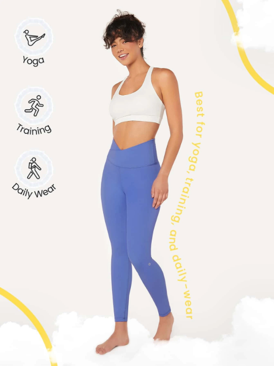 GLOWMODE 24" FeatherFit Crossover Yoga Leggings Buttery Soft High Stretch Crossover Waist Sports Tights