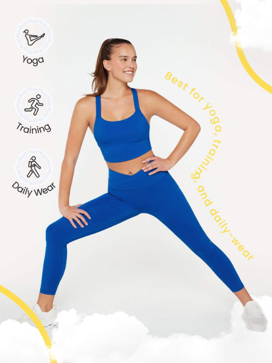 GLOWMODE 24" FeatherFit Crossover Yoga Leggings Buttery Soft High Stretch Crossover Waist Sports Tights