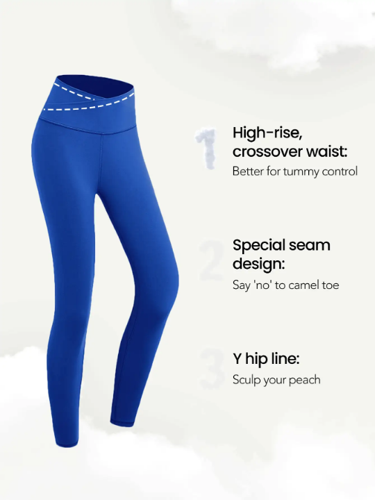 GLOWMODE 24" FeatherFit Crossover Yoga Leggings Buttery Soft High Stretch Crossover Waist Sports Tights