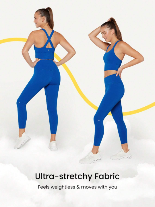 GLOWMODE 24" FeatherFit Crossover Yoga Leggings Buttery Soft High Stretch Crossover Waist Sports Tights