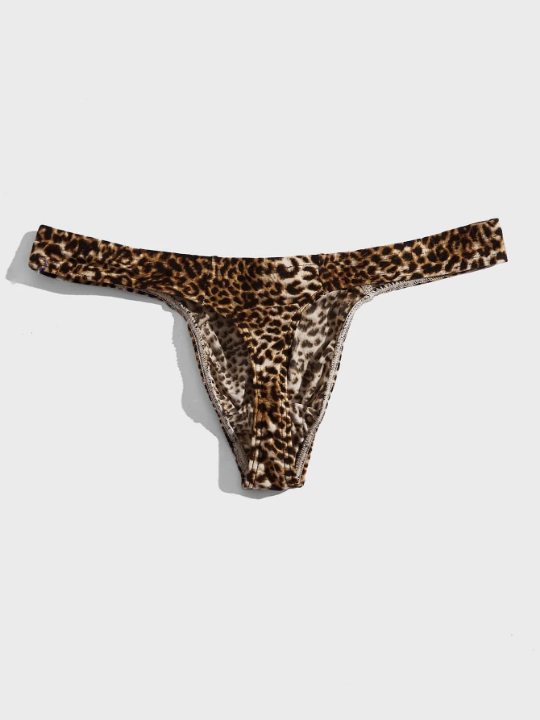Men Leopard Print Thong