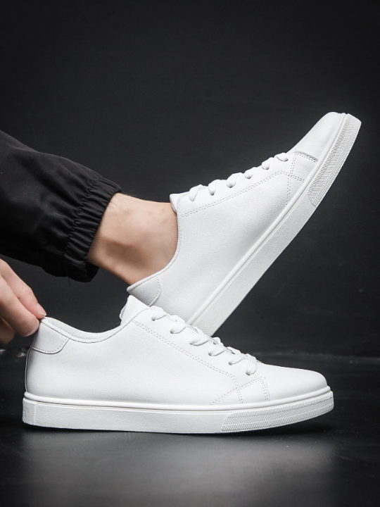 Men's Stylish Simple & Comfortable White Casual Sports Shoes, Slip-Resistant, Suitable For Four Seasons And Various Occasions