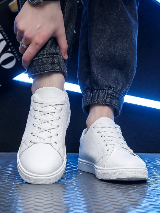 Men's Stylish Simple & Comfortable White Casual Sports Shoes, Slip-Resistant, Suitable For Four Seasons And Various Occasions