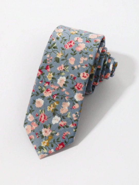 1pc Men Floral Print Fashionable Tie, For Party