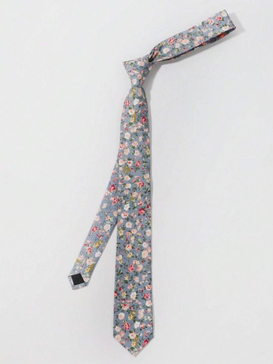 1pc Men Floral Print Fashionable Tie, For Party