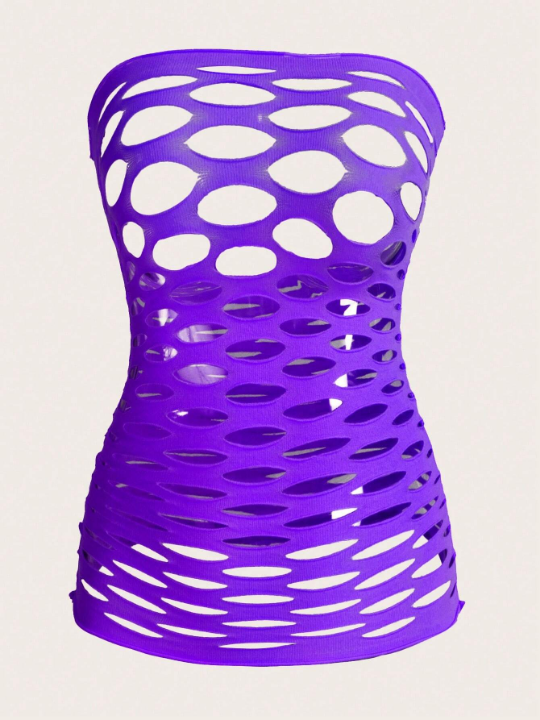 ROMWE Solid Cut Out Tube Slips