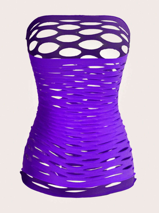 ROMWE Solid Cut Out Tube Slips