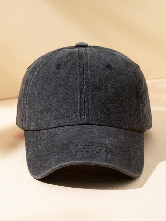 1pc Men's Washed Pure Color Cap Baseball Cap