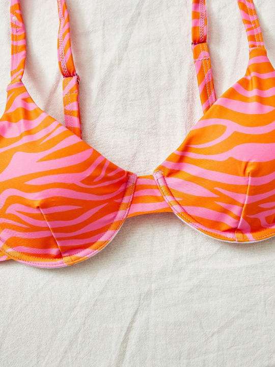 Swim Vcay Zebra Striped Underwire Bikini Swimsuit