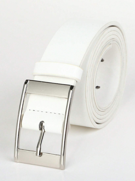 1pc Men Rectangle Buckle Casual Belt For Daily Life